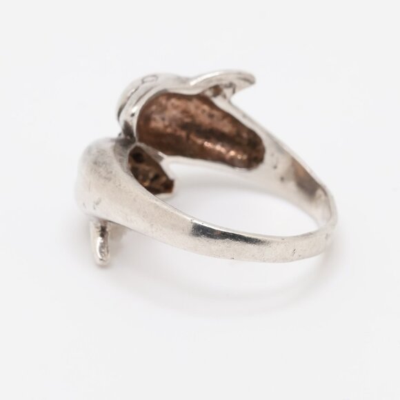 Vintage Sterling Silver Dolphins Ring - Picture 8 of 10